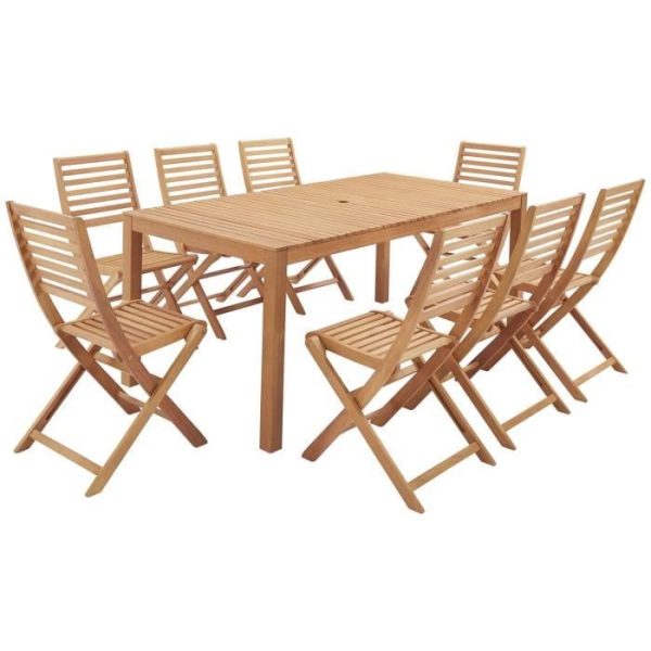 Tuinset voor 8 personen - Tafel 180 x 90 cm + 8 klapstoelen - Eucalyptushout FSC