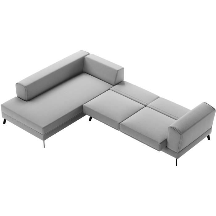 IMPERIALENJOY21G-4.jpg IMPERIAL 5-zits converteerbare hoekbank links - Lichtgrijze stof - 2 opbergdozen - L304 x D212 x H86 cm - Afbeelding 5
