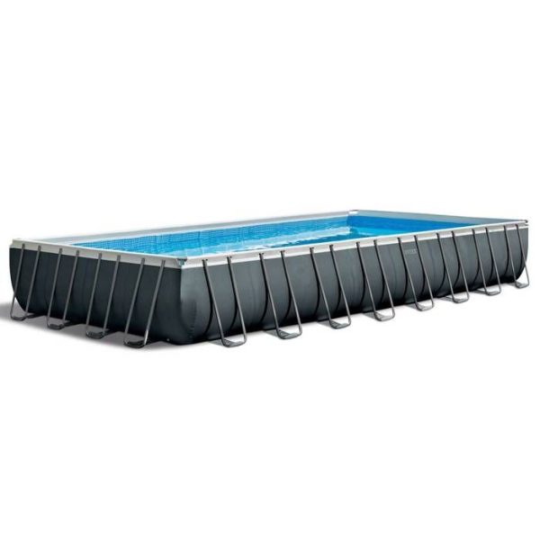 Ultra XTR rechthoekig buiszwembad - INTEX - 26374GN - 9,75 x 4,88 x 1,32m - Zandfilter - Grijs
