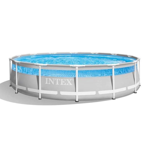 CLEARVIEW ronde buiszwembadkit - Metalen structuur - Luchtreiniger + Veiligheidsladder + Afdekking + Mat - 4,27 x 1,07m