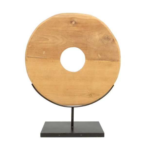 De Teak Schijf op Standaard - L