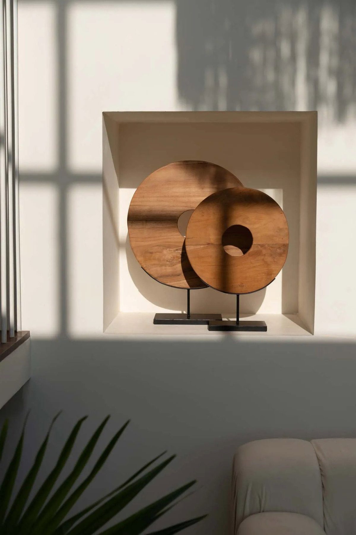 De Teak Schijf op Standaard - L - Afbeelding 2