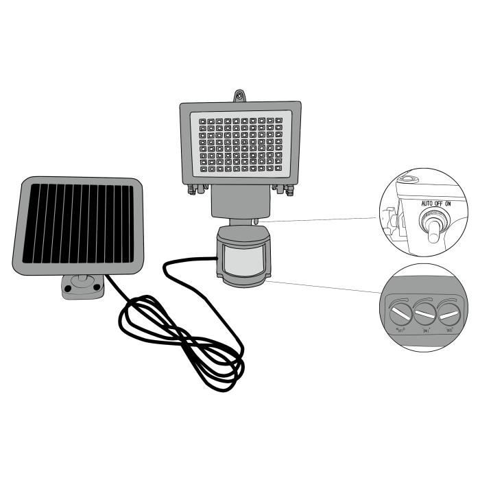 JIA8017-1.jpg GALIX Zeer verlichte zonne-spot met aanwezigheidsmelder - 80 LED's - Zwart - Afbeelding 2