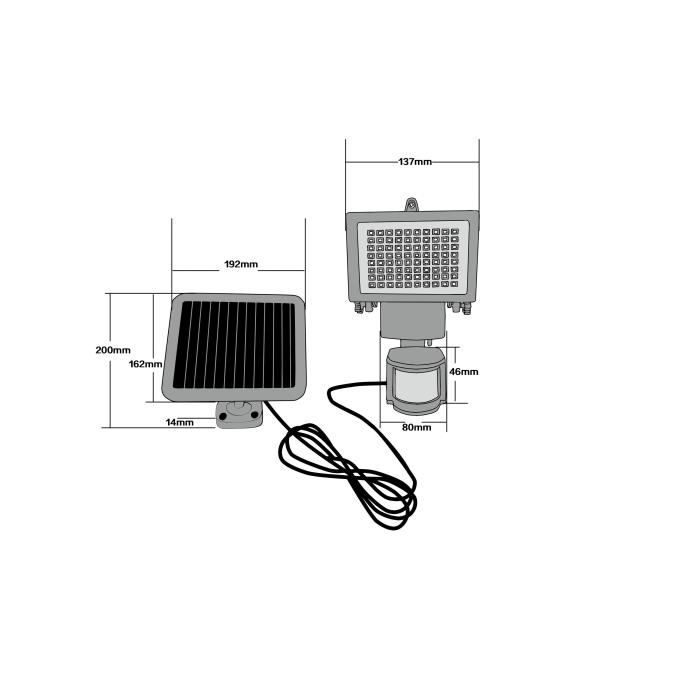 JIA8017-2.jpg GALIX Zeer verlichte zonne-spot met aanwezigheidsmelder - 80 LED's - Zwart - Afbeelding 3