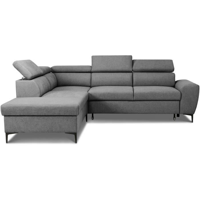 KASIMIRA133879-4.jpg Reversible hoekbank met commode - 5 plaatsen - KASIMIR - Antraciet stof - 258 x 79/98 x 219 cm - Afbeelding 5