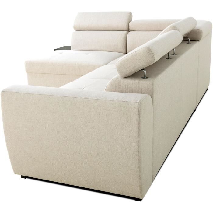 KELIOA133459-4.jpg Omkeerbare hoekbank - 4/5 plaatsen - KELIO - Beige stof - 3 hoofdsteunen - 245 x 184 x 77/87 cm - Afbeelding 5