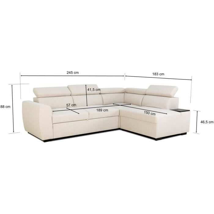 KELIOA133459-5.jpg Omkeerbare hoekbank - 4/5 plaatsen - KELIO - Beige stof - 3 hoofdsteunen - 245 x 184 x 77/87 cm - Afbeelding 6