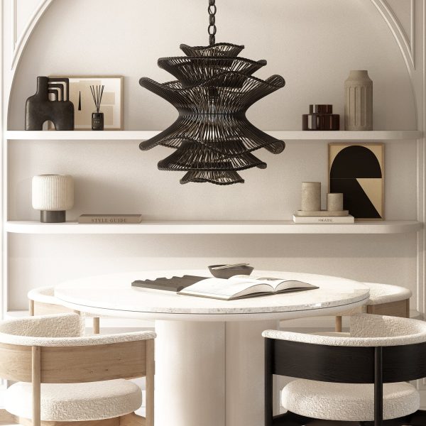 Japandi Grote Lampenkap Zwart en Natuurlijk