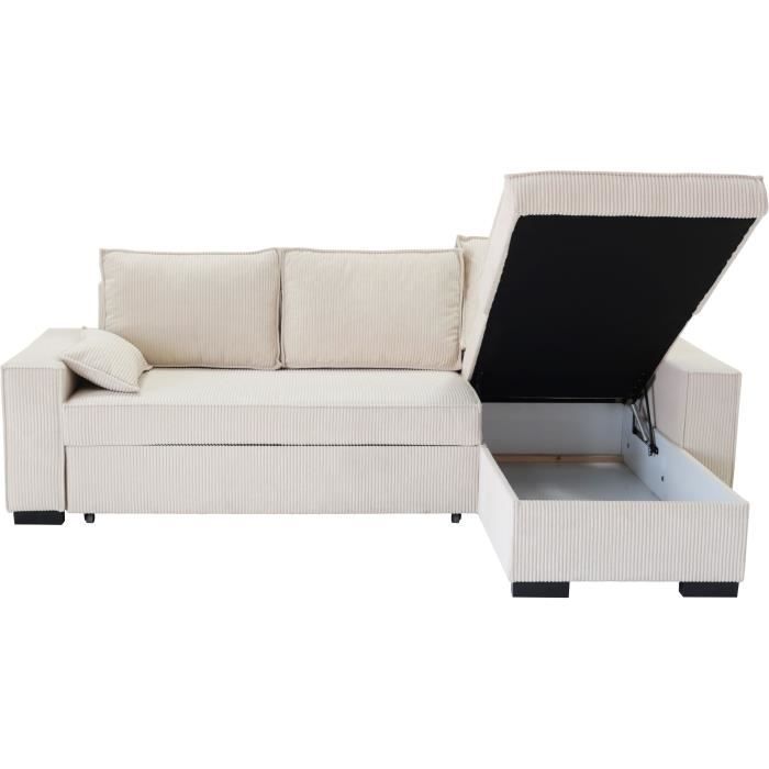 MARLONANGCVRVBEI-2.jpg MARLON omkeerbare hoekbank - Chaise longue met ladekast - Corduroy L 240 x D 143 x H 85 cm - Afbeelding 3