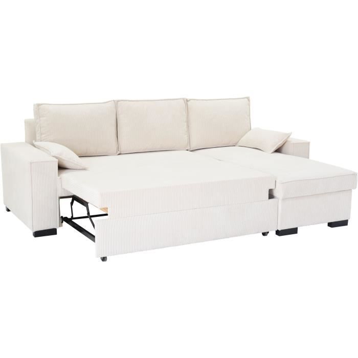 MARLONANGCVRVBEI-3.jpg MARLON omkeerbare hoekbank - Chaise longue met ladekast - Corduroy L 240 x D 143 x H 85 cm - Afbeelding 4