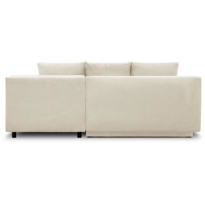 MIKACDPOSO105-5.jpg MIKA 3-zits converteerbare hoekbank rechts - Beige ribfluweel - Opbergdoos - L218 x D98/145 x H84 cm - Afbeelding 6