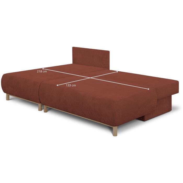 MIKACGLIN52N-2.jpg MIKA Hoekbank links - 3-zits - Roestkleurige corduroy stof - Opbergvak - 192 x 84 x 93 cm - Afbeelding 3