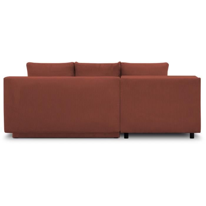 MIKACGLIN52N-5.jpg MIKA Hoekbank links - 3-zits - Roestkleurige corduroy stof - Opbergvak - 192 x 84 x 93 cm - Afbeelding 6