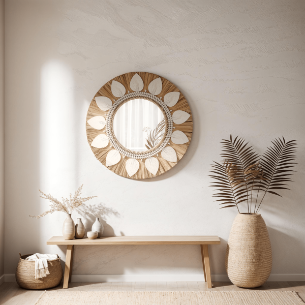 Dauna Boho-Chic Ronde Rotan Spiegel