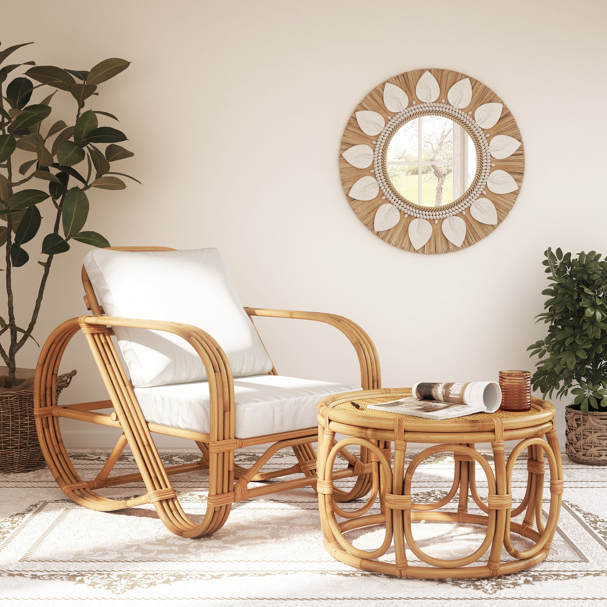 MIR-DAUNA-3.jpg Dauna Boho-Chic Ronde Rotan Spiegel - Afbeelding 4