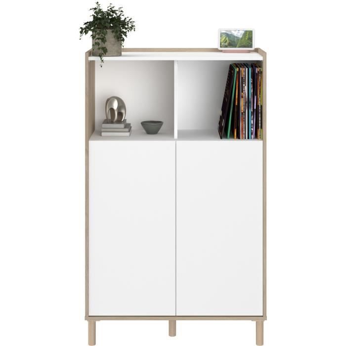 MORPHOS0400ENS1-1.jpg Woonkamermeubelset - tv-meubel, opklapbare salontafel, hoog dressoir - MORPHOS - Wit / Eiken decor - PARISOT - Afbeelding 2
