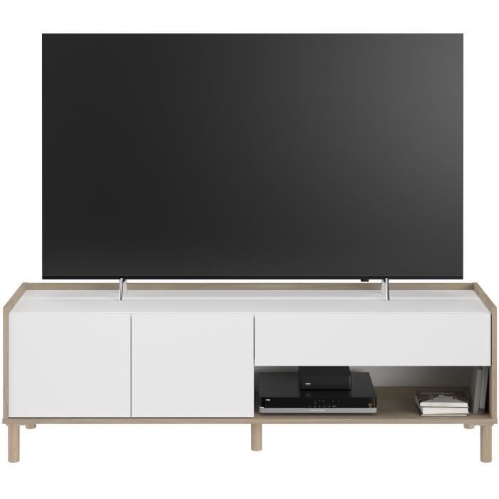 MORPHOS0400ENSE-1.jpg Woonkamermeubelset - tv-meubel, salontafel, laag dressoir - MORPHOS - Wit / Eiken decor - PARISOT - Afbeelding 2