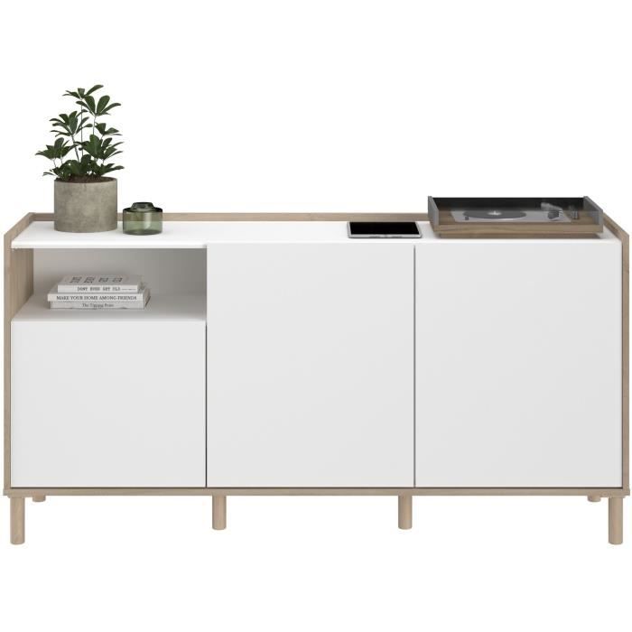 MORPHOS0400ENSE-2.jpg Woonkamermeubelset - tv-meubel, salontafel, laag dressoir - MORPHOS - Wit / Eiken decor - PARISOT - Afbeelding 3