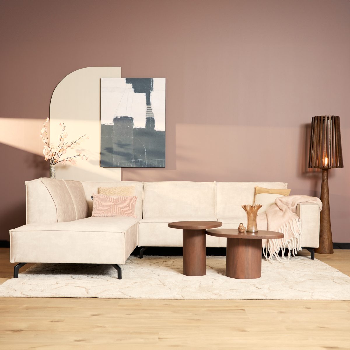 MijnSofa Floris | Divan Links + 2,5 zits | Beige | Velvet - Afbeelding 3