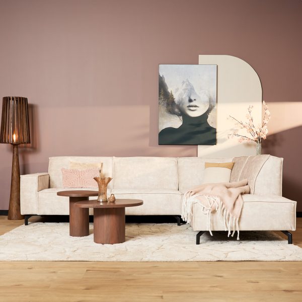 MySofa Floris| 2,5-zits + Divan Rechts | Beige | Fluweel