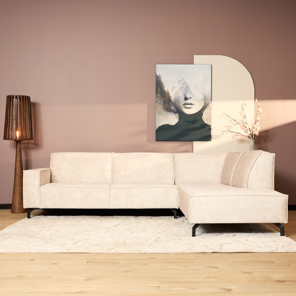MySofa Floris| 2,5-zits + Divan Rechts | Beige | Fluweel - Afbeelding 11