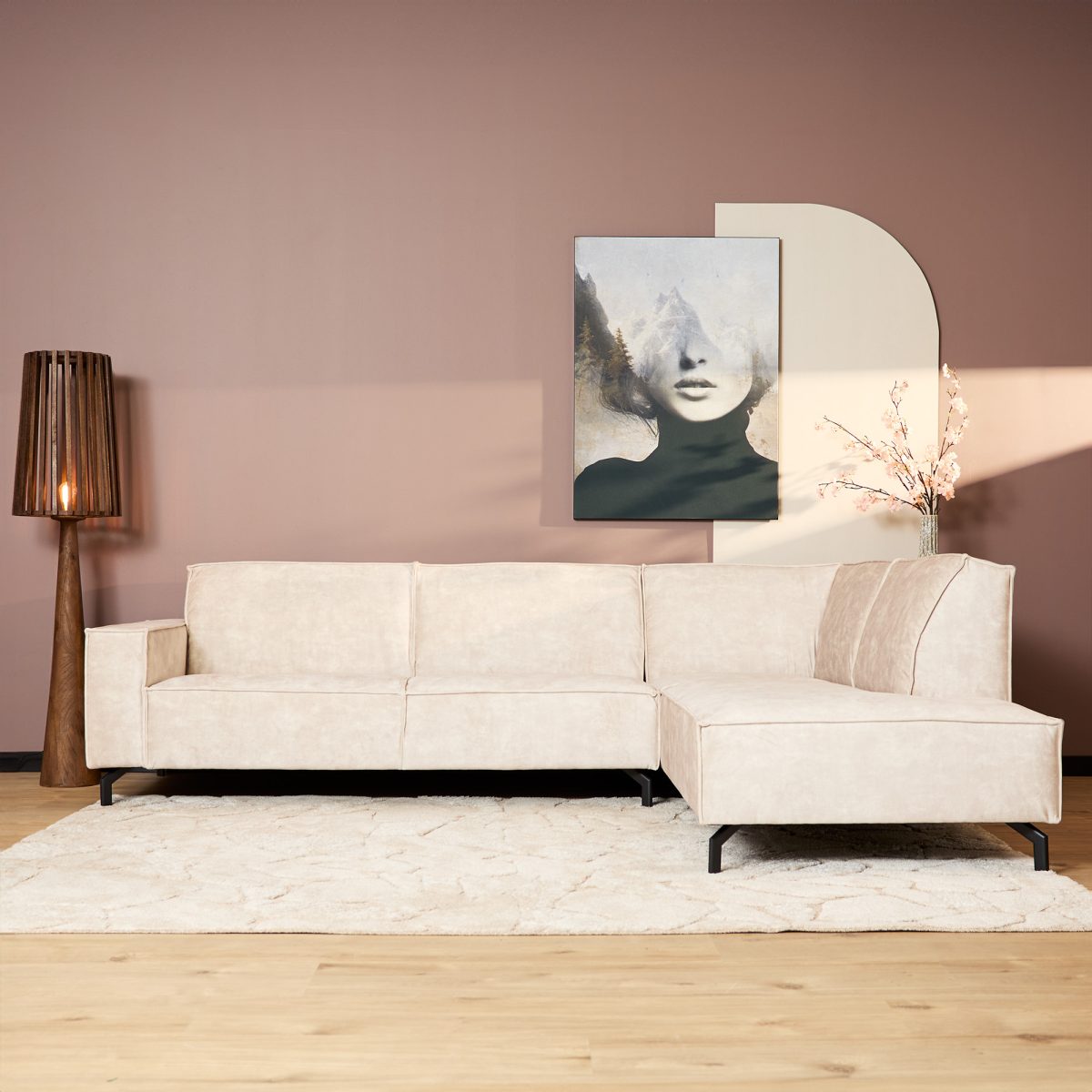 MySofa Floris| 2,5-zits + Divan Rechts | Beige | Fluweel - Afbeelding 3