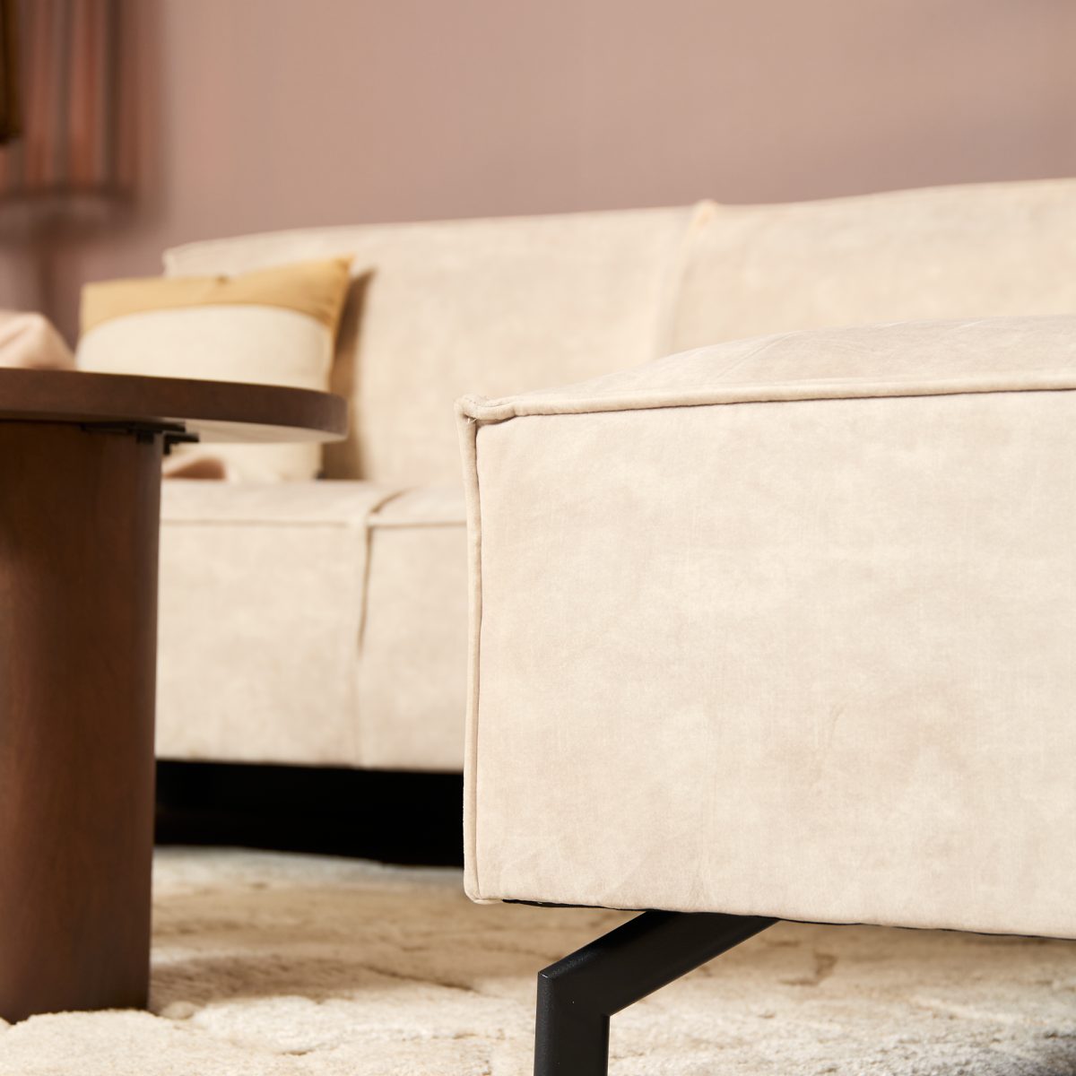 MySofa Floris| 2,5-zits + Divan Rechts | Beige | Fluweel - Afbeelding 6