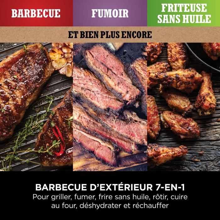 NIN1702340536732-1.jpg NINJA Elektrischer Grill und Räucherofen - Holzkohle - OG701EU - Grill, Räucherofen & Heißluftfritteuse - Antihaftbeschichtung - Grau und Schwarz - Afbeelding 2