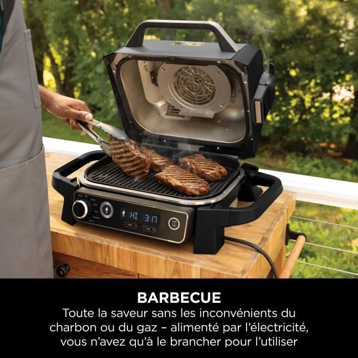 NIN1702340536732-2.jpg NINJA Elektrischer Grill und Räucherofen - Holzkohle - OG701EU - Grill, Räucherofen & Heißluftfritteuse - Antihaftbeschichtung - Grau und Schwarz - Afbeelding 3