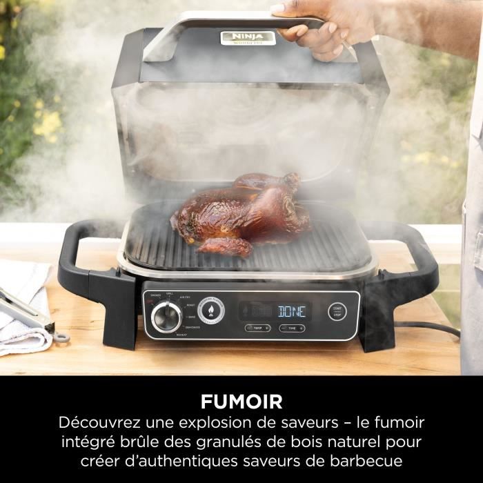 NIN1702340536732-4.jpg NINJA Elektrischer Grill und Räucherofen - Holzkohle - OG701EU - Grill, Räucherofen & Heißluftfritteuse - Antihaftbeschichtung - Grau und Schwarz - Afbeelding 5