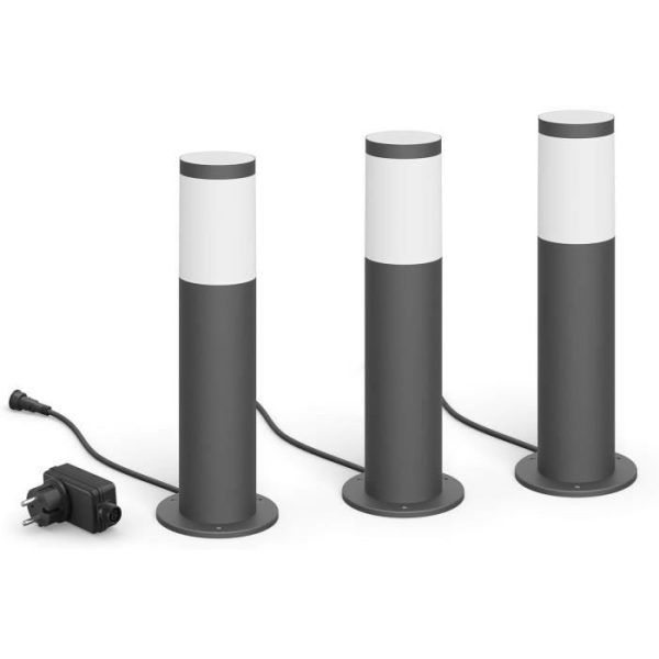 Set van 3 PHILIPS Garden Link buitenterminals - Laagspanning - 24W, IP44, 2700K - Antraciet