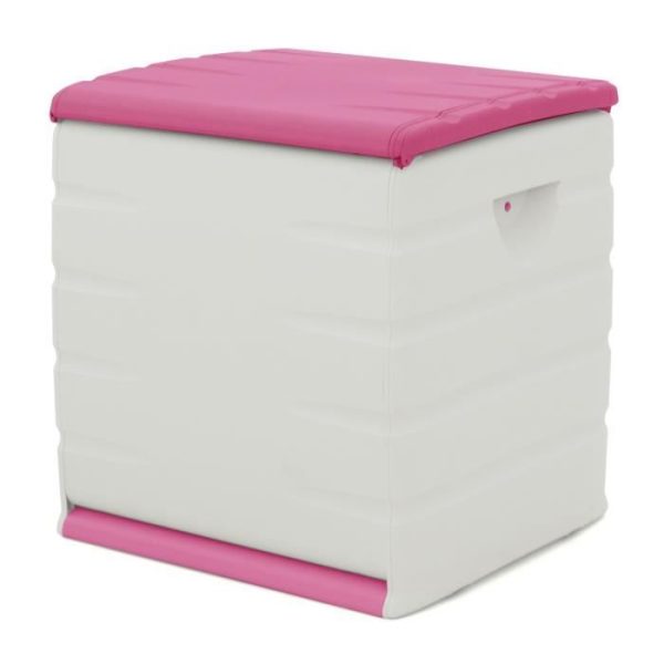 PLASTIKEN Afsluitbare kist met wielen - 190 L - Functioneel en esthetisch - Beige en Fuchsia