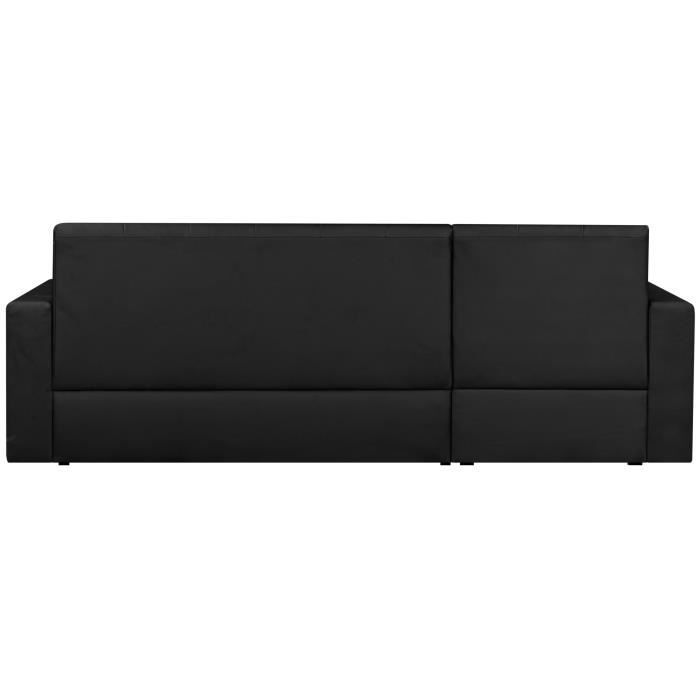 ROMANNOIRM1100-5.jpg ROMAN Converteerbare hoekbank 3-zits + opbergdoos - Zwarte imitatie - Modern - L 235 x D 85 - 153 cm - Afbeelding 6