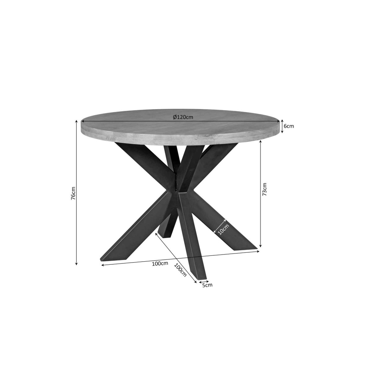 Eettafel Denver | Rond | Mangohout | 110 cm - Afbeelding 5