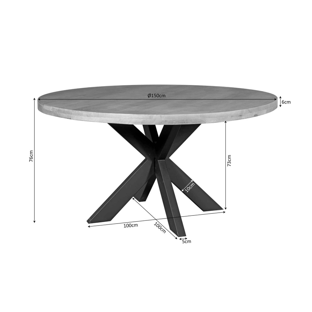 Eettafel Denver | Rond | Mangohout | 150 cm - Afbeelding 5
