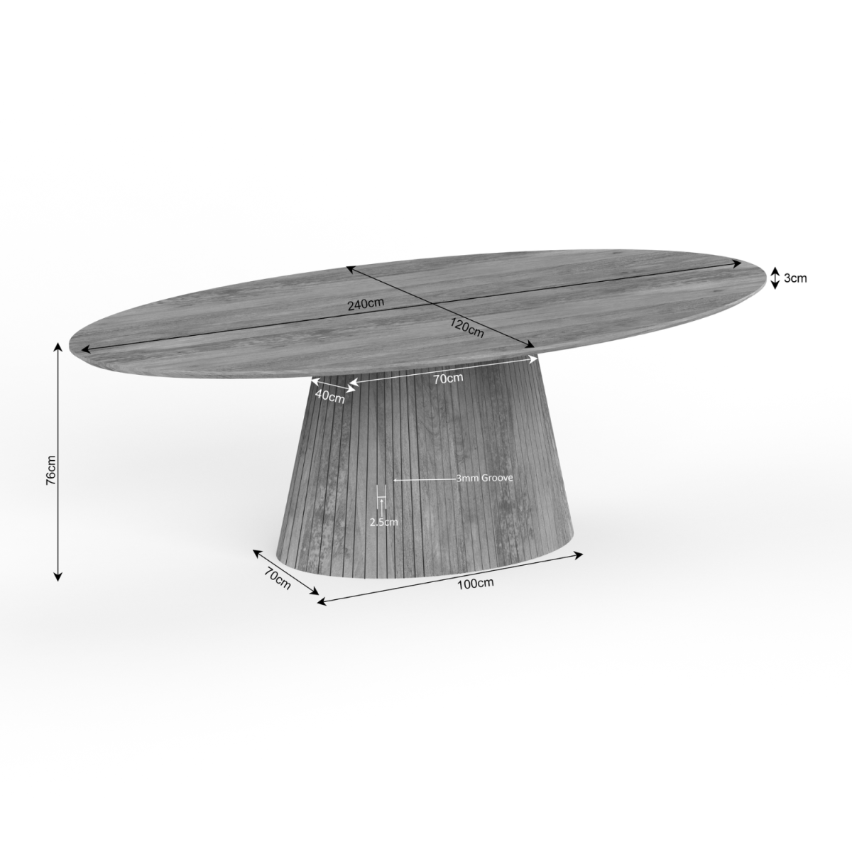 Eettafel Solana | 240 cm | Naturel | Ovaal - Afbeelding 4