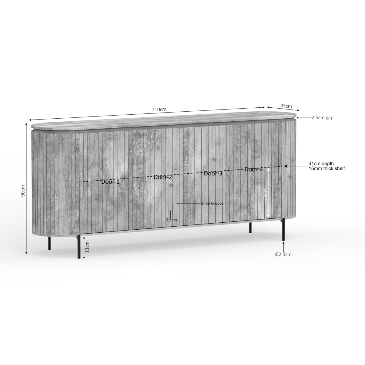 Dressoir Solana | 210 cm | Naturel - Afbeelding 5