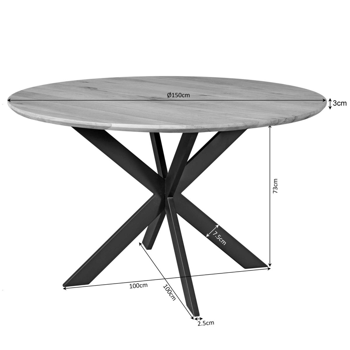 Eiken eettafel Ferris | Rond 150 cm | Bruin - Afbeelding 4