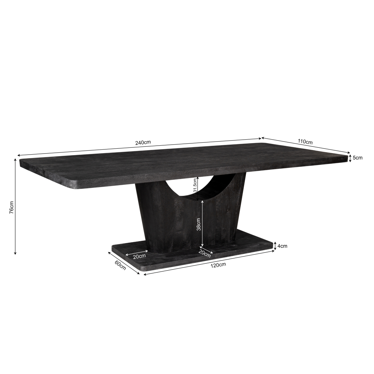 Eettafel Voco | 240 cm | Zwart - Afbeelding 5