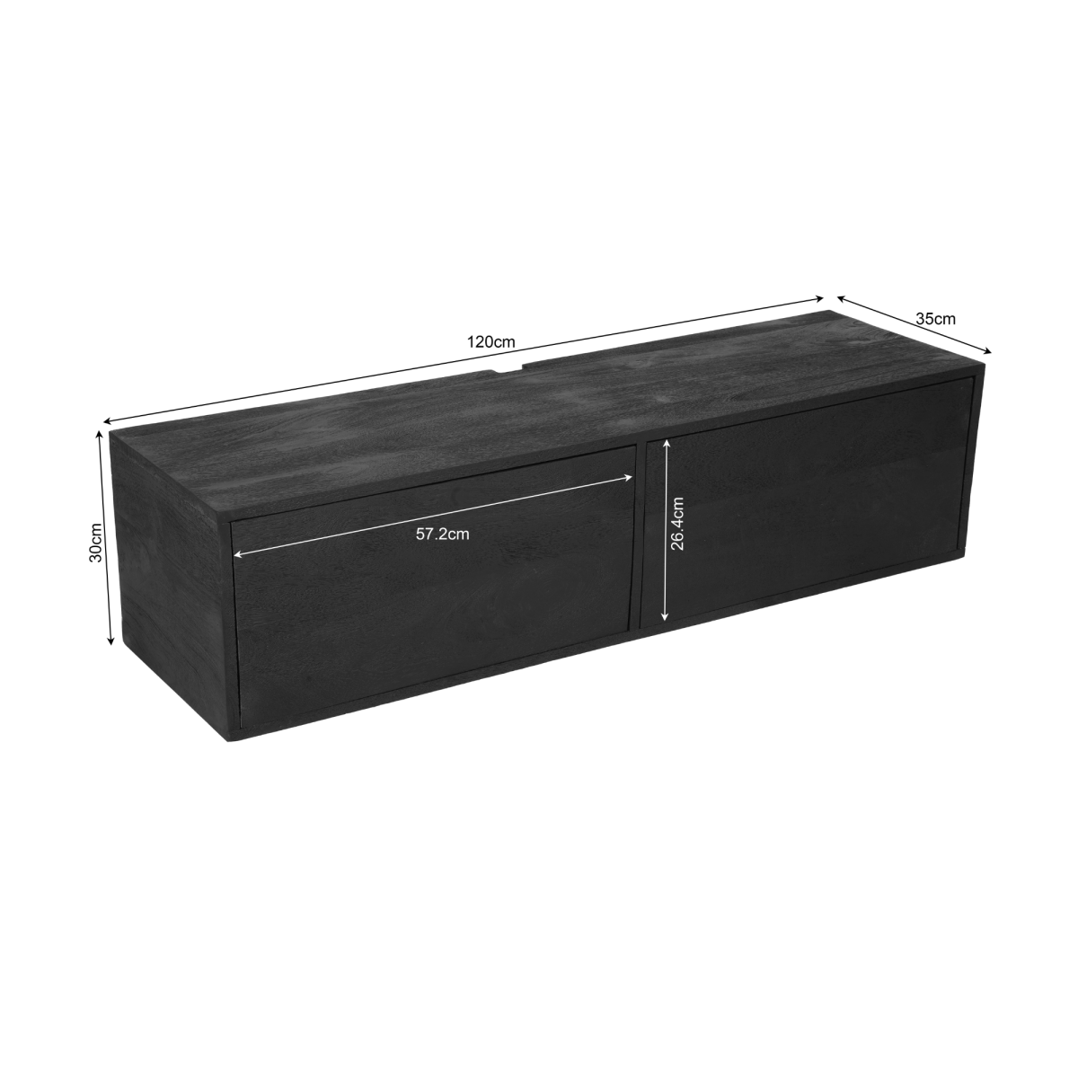 Zwevend tv-meubel Vision Black | 120 cm - Afbeelding 4