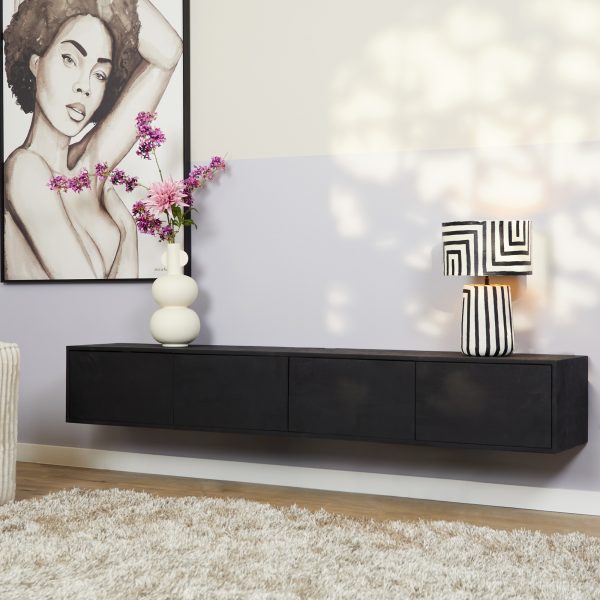 Zwevend tv-meubel Vision Black | 200 cm