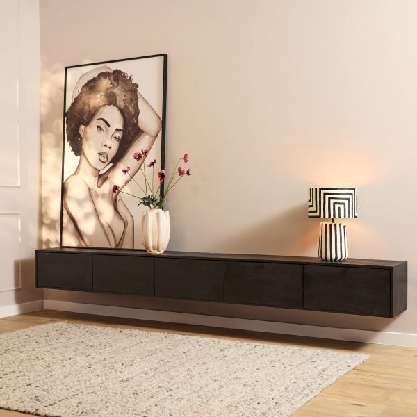 Zwevend Tv-meubel Vision Zwart | 280 cm