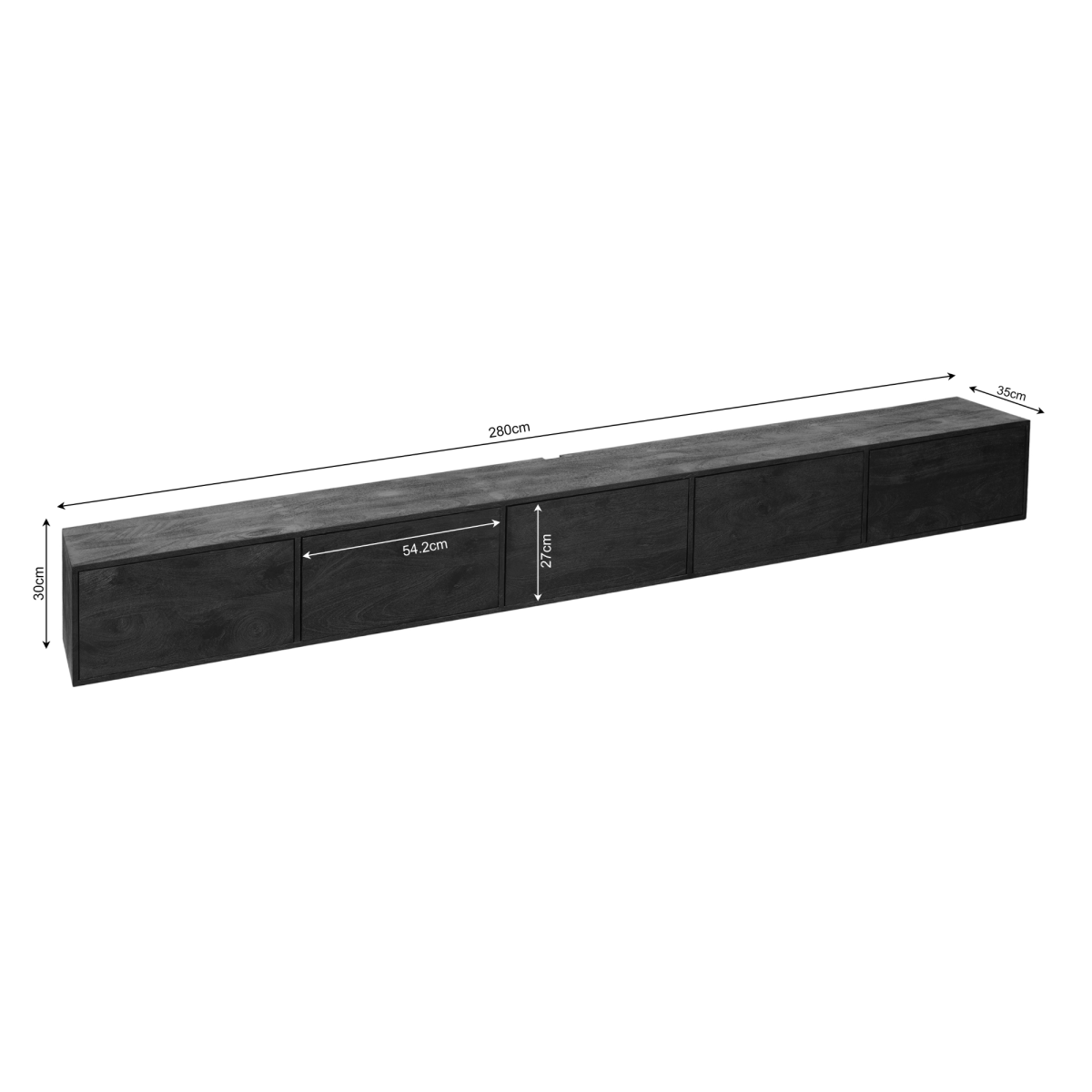 Zwevend Tv-meubel Vision Zwart | 280 cm - Afbeelding 4