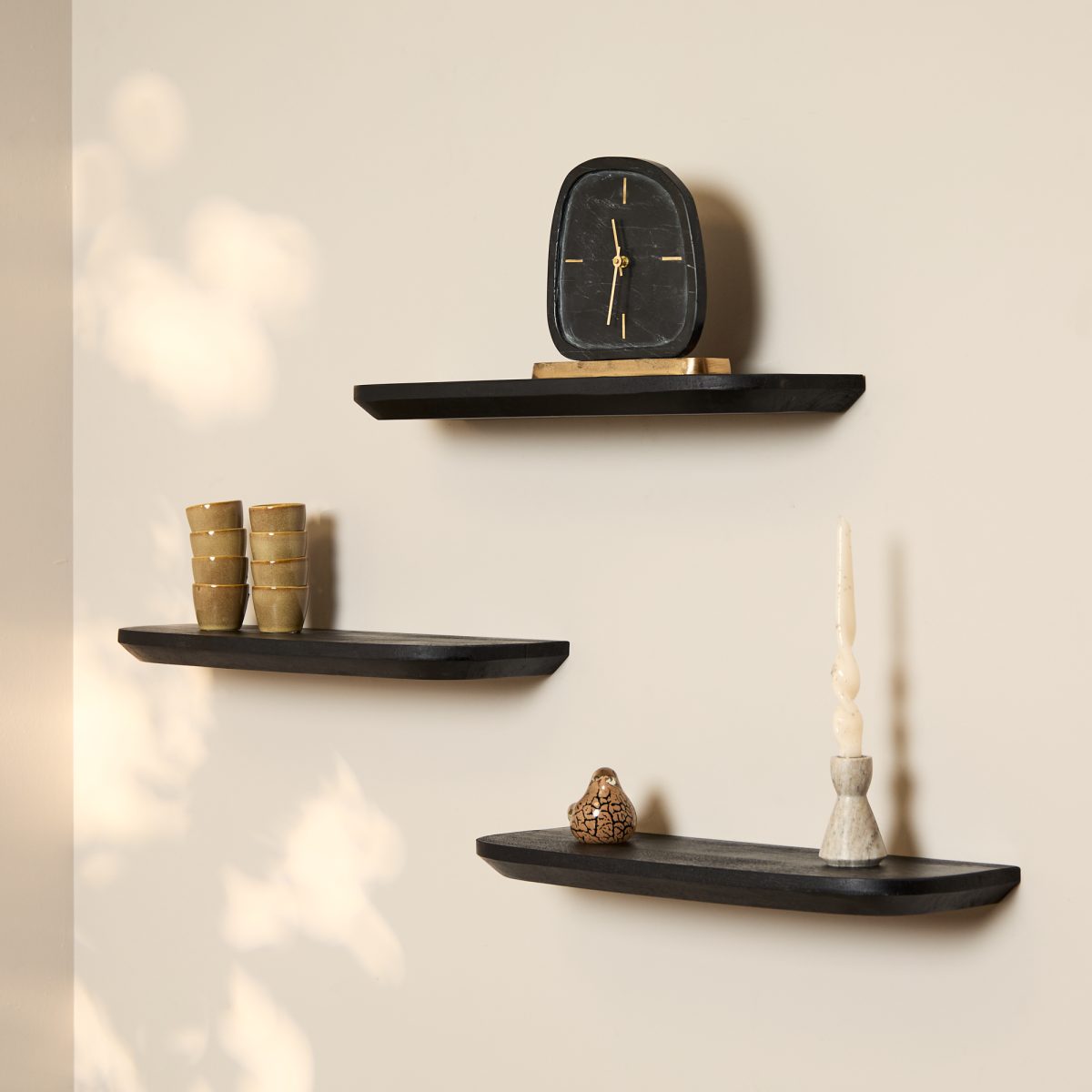 Wandplank Gusta Zwart | 60 cm | Set van 3 - Afbeelding 1