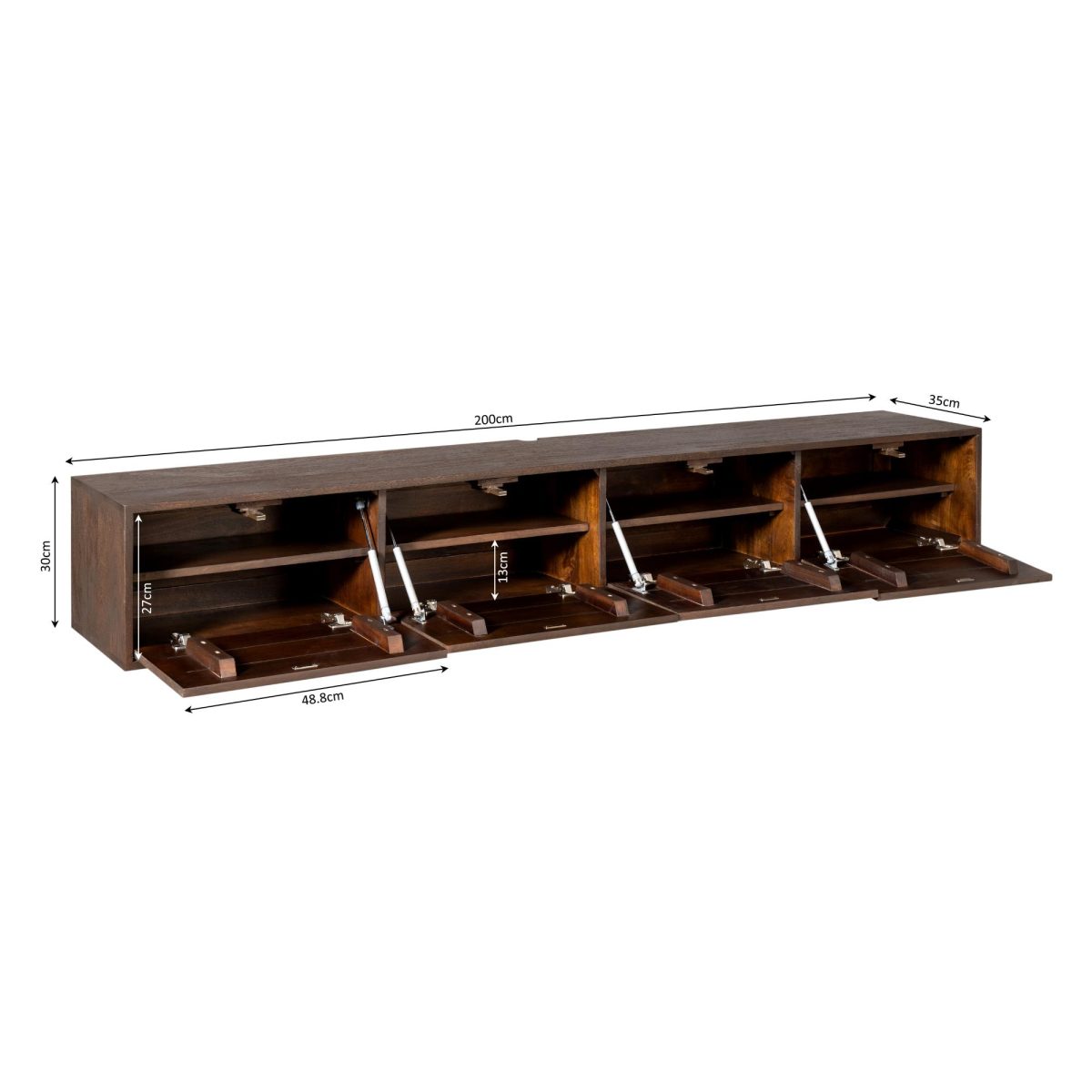 Zwevend tv-meubel Vision Brown | 200 cm - Afbeelding 6