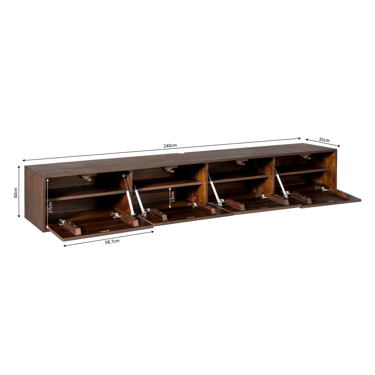 Zwevend tv-meubel Vision Brown | 240 cm - Afbeelding 6