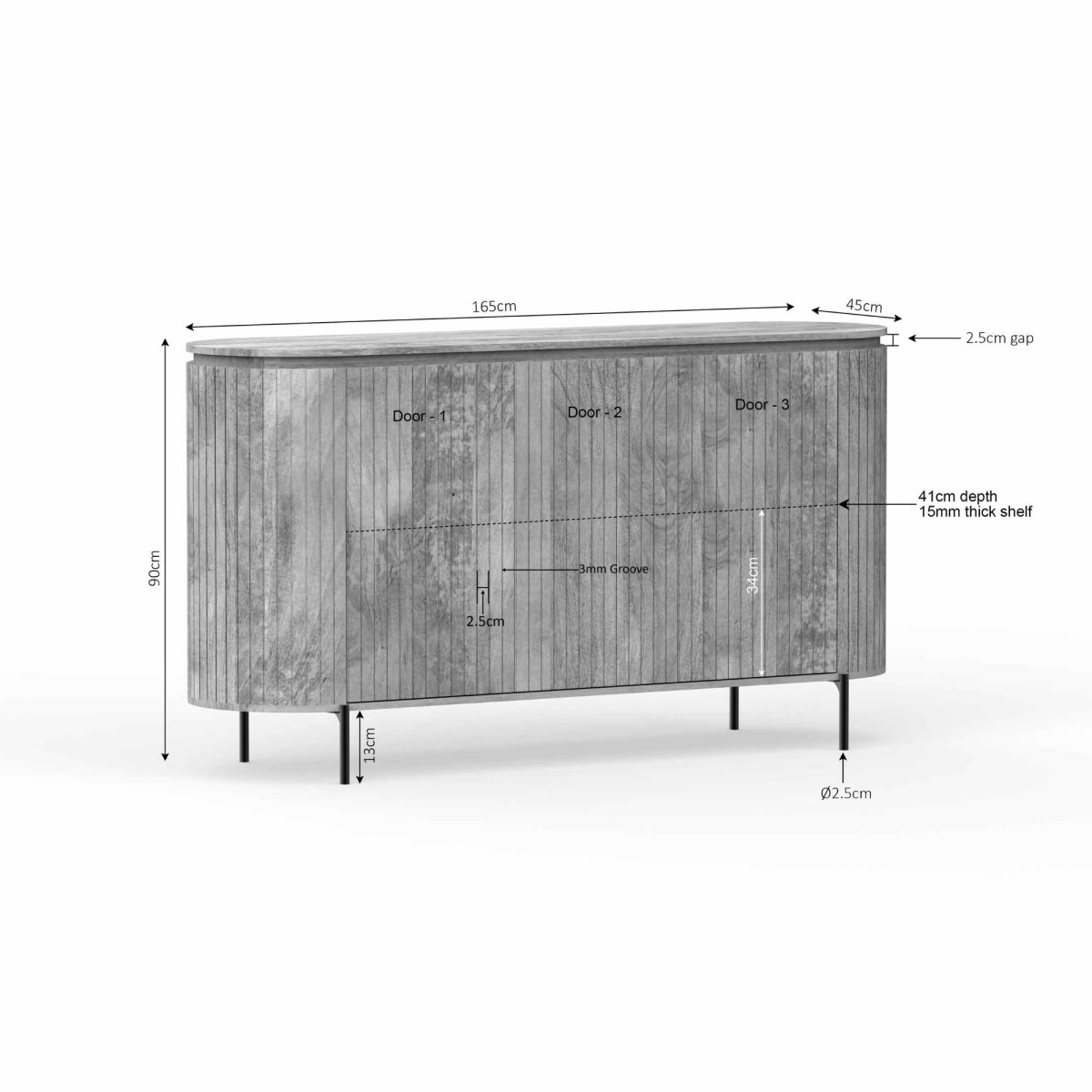 Dressoir Solana | 165 cm | Taupe - Afbeelding 6
