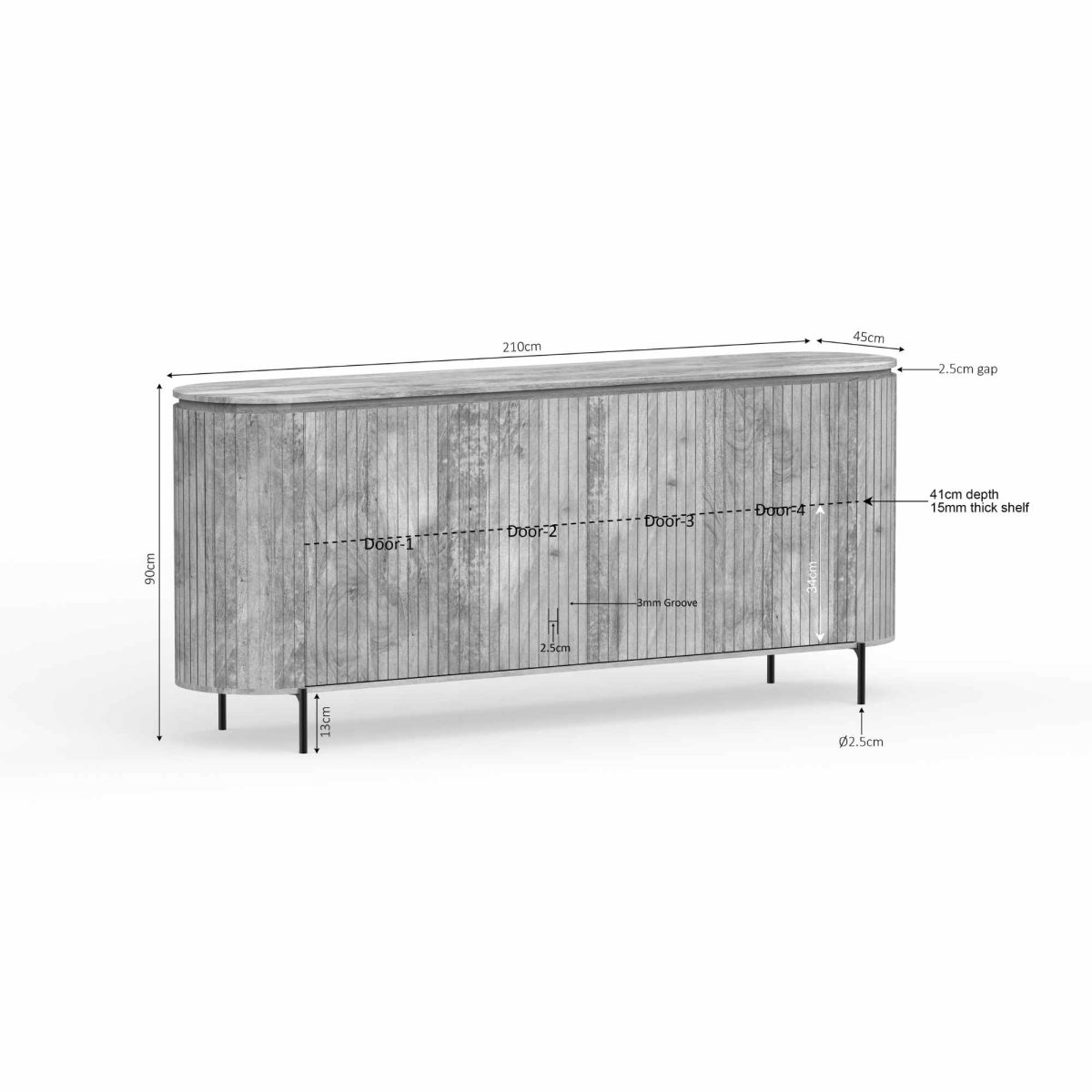 Dressoir Solana | 210 cm | Taupe - Afbeelding 6