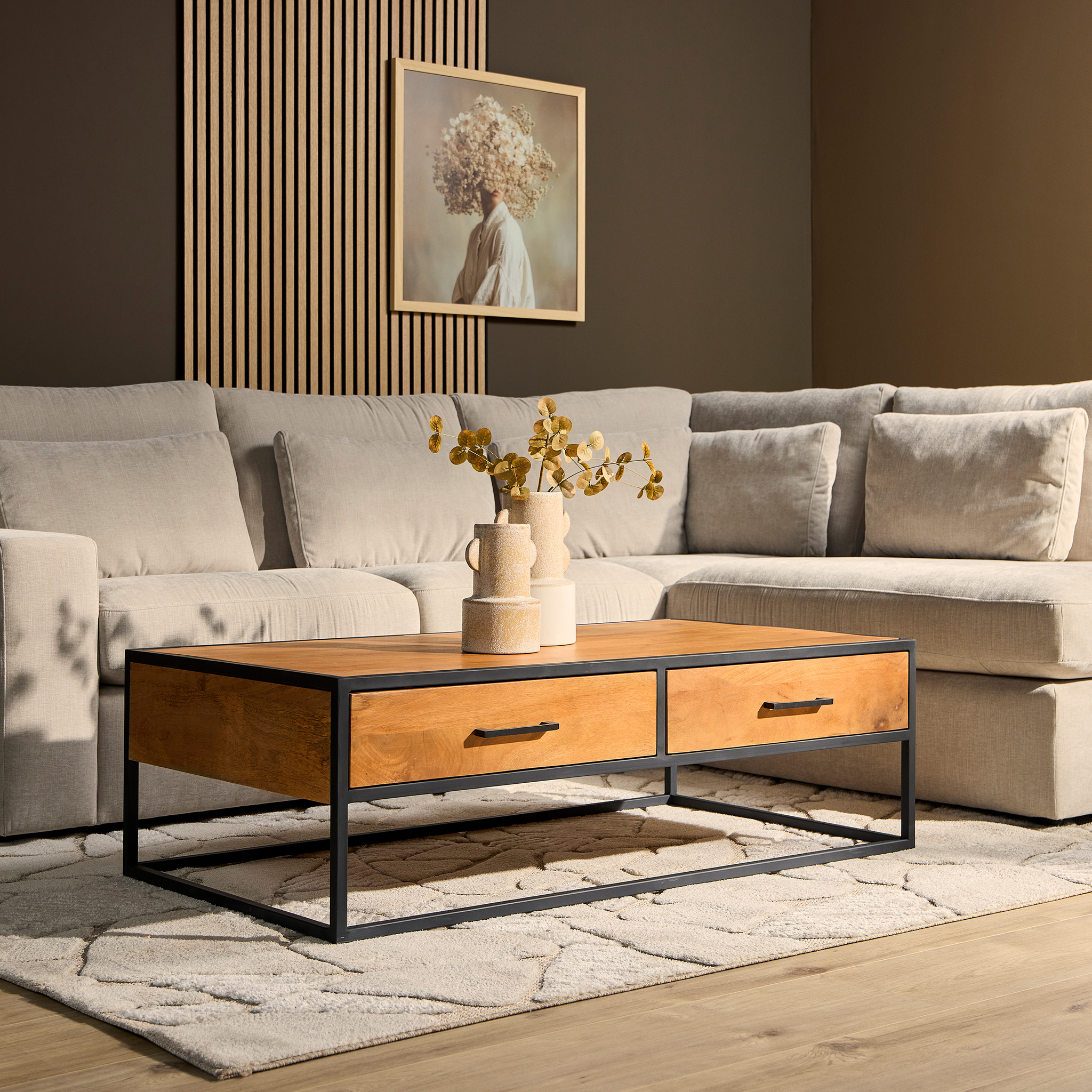 STF-3010-0.jpg Salontafel Denver | Mangohout | 130x70 cm - Afbeelding 1