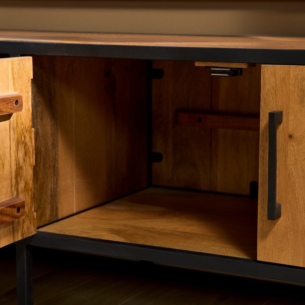 Tv-meubel Denver | Mangohout en staal | 240 cm - Afbeelding 2